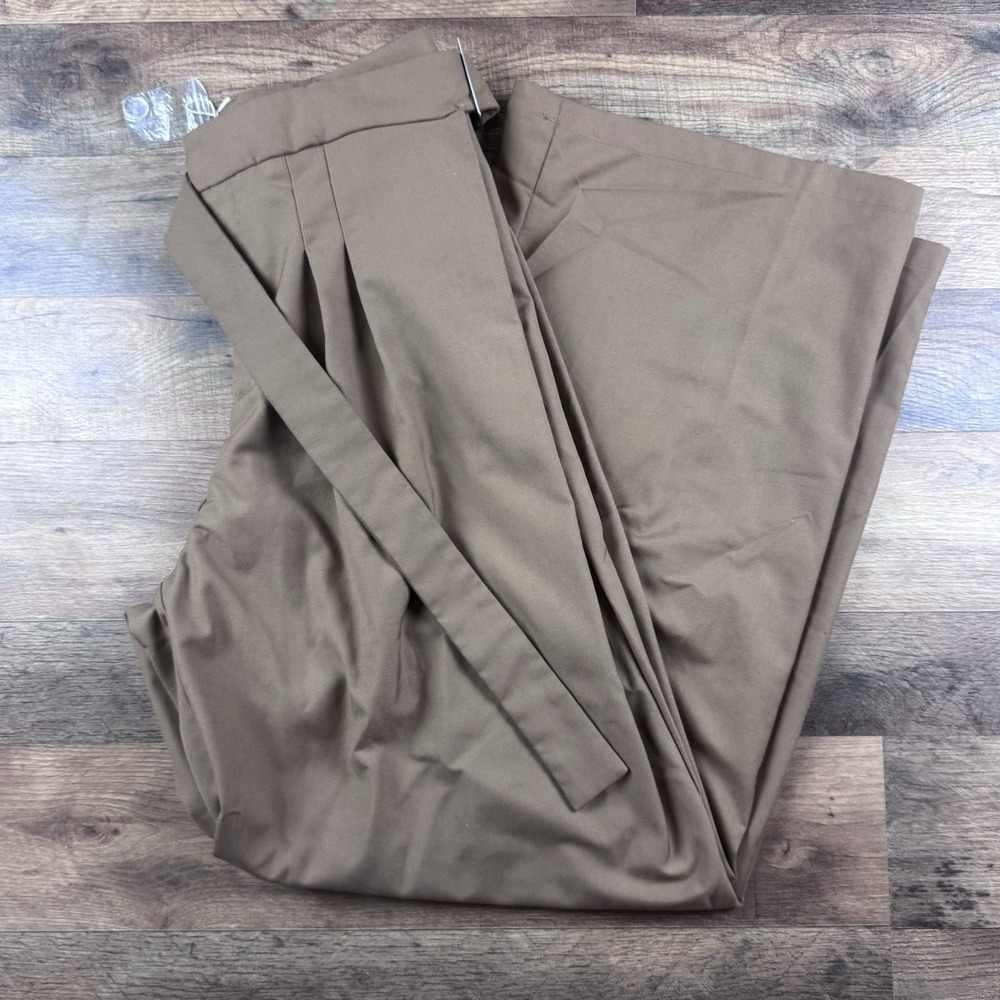 NWT Commense Womens Pants Khaki Size M High Rise Wide Leg Pleated